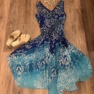 Rabbit Rabbit Rabbit Blue and White Floral Dress